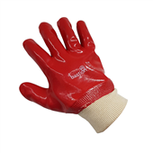 Bastion PVC Red Glove 27cm with Knitted Wrist Pair