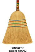 King 8 Tie Pure Millet Broom