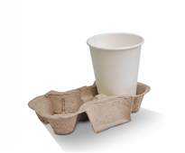 MOULDED FIBRE CARRY TRAY 2 CUP 100SLV 