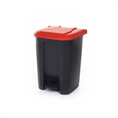 Pedal Bin 70L Grey Base Red Lid