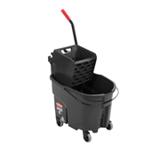 Rubbermaid Wavebrake Side Press Mop Bucket Combo Black